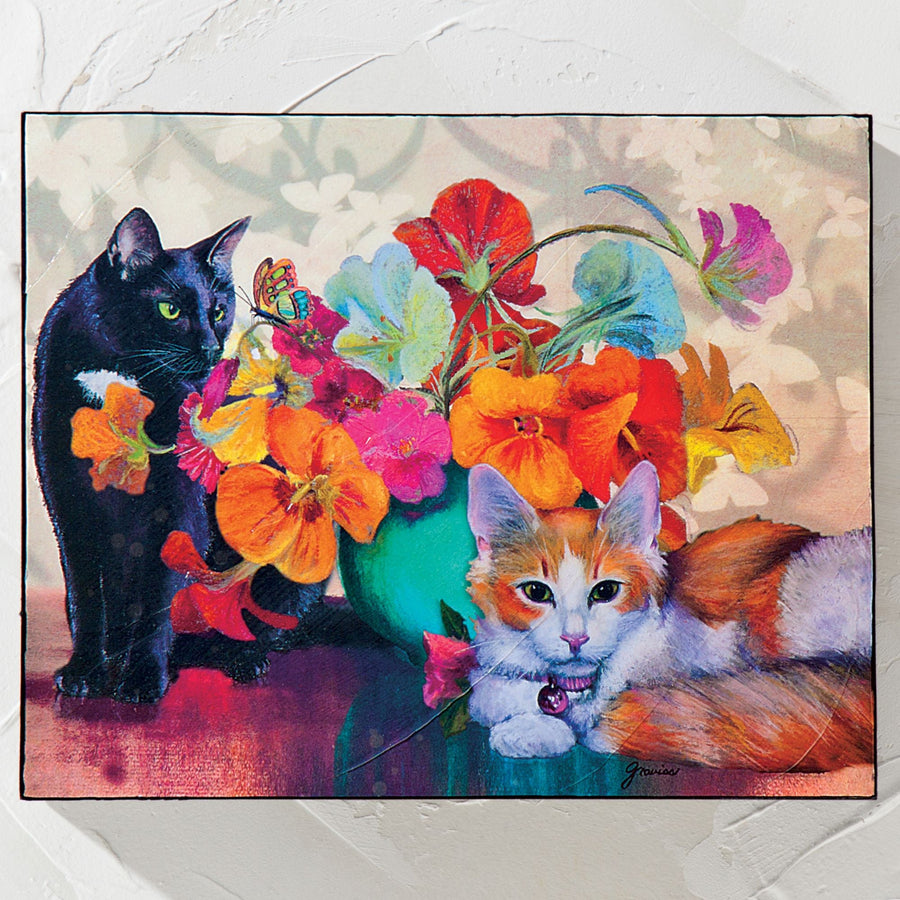 Stop & Smell The Flowers Cat Wall Art