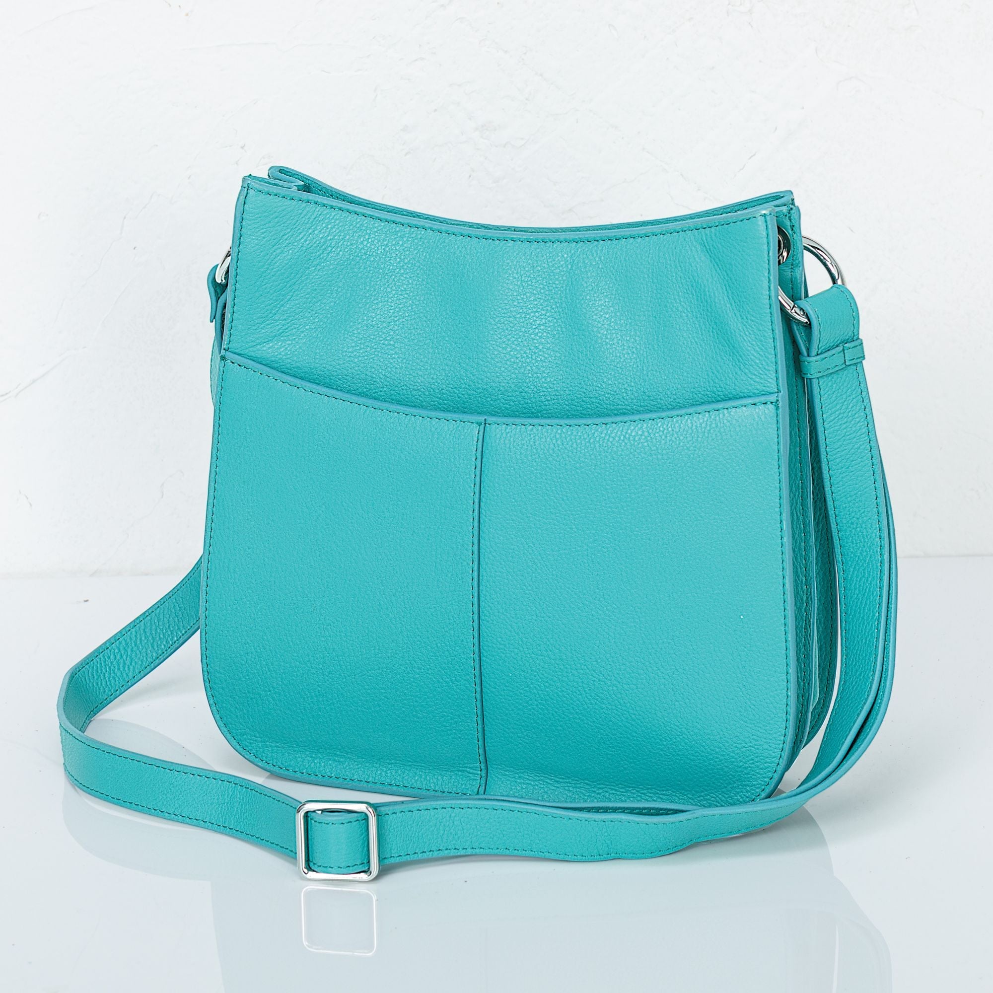 Genuine leather made in outlet italy turquoise crossbody bag