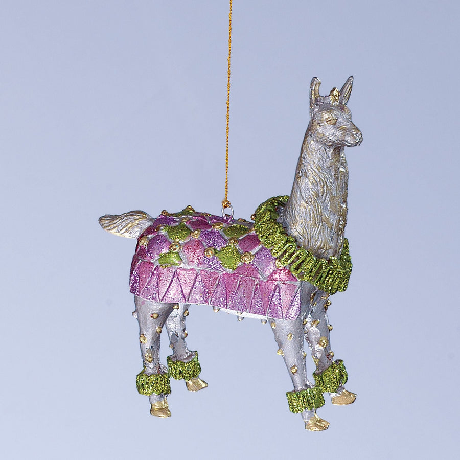 Hand-Painted Pink Llama Ornament