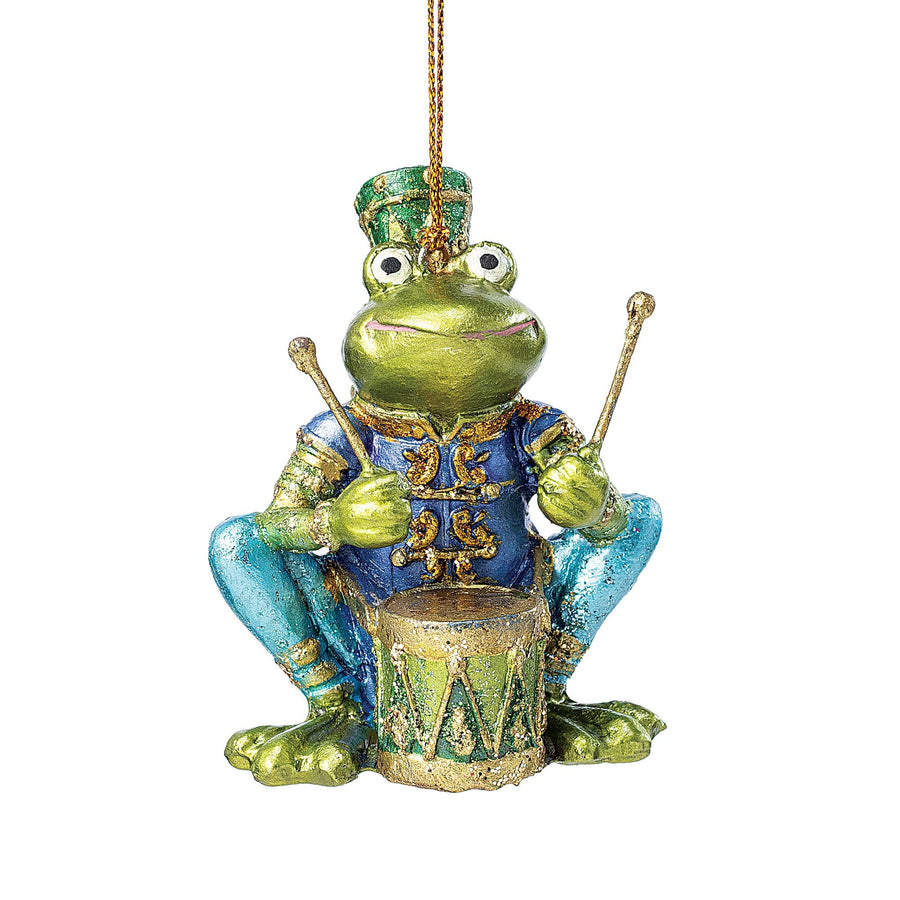 Hand-Painted Frog Drummer Ornament