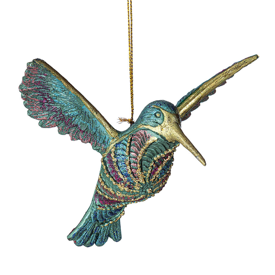 Hand-Painted Blue Hummingbird Ornament