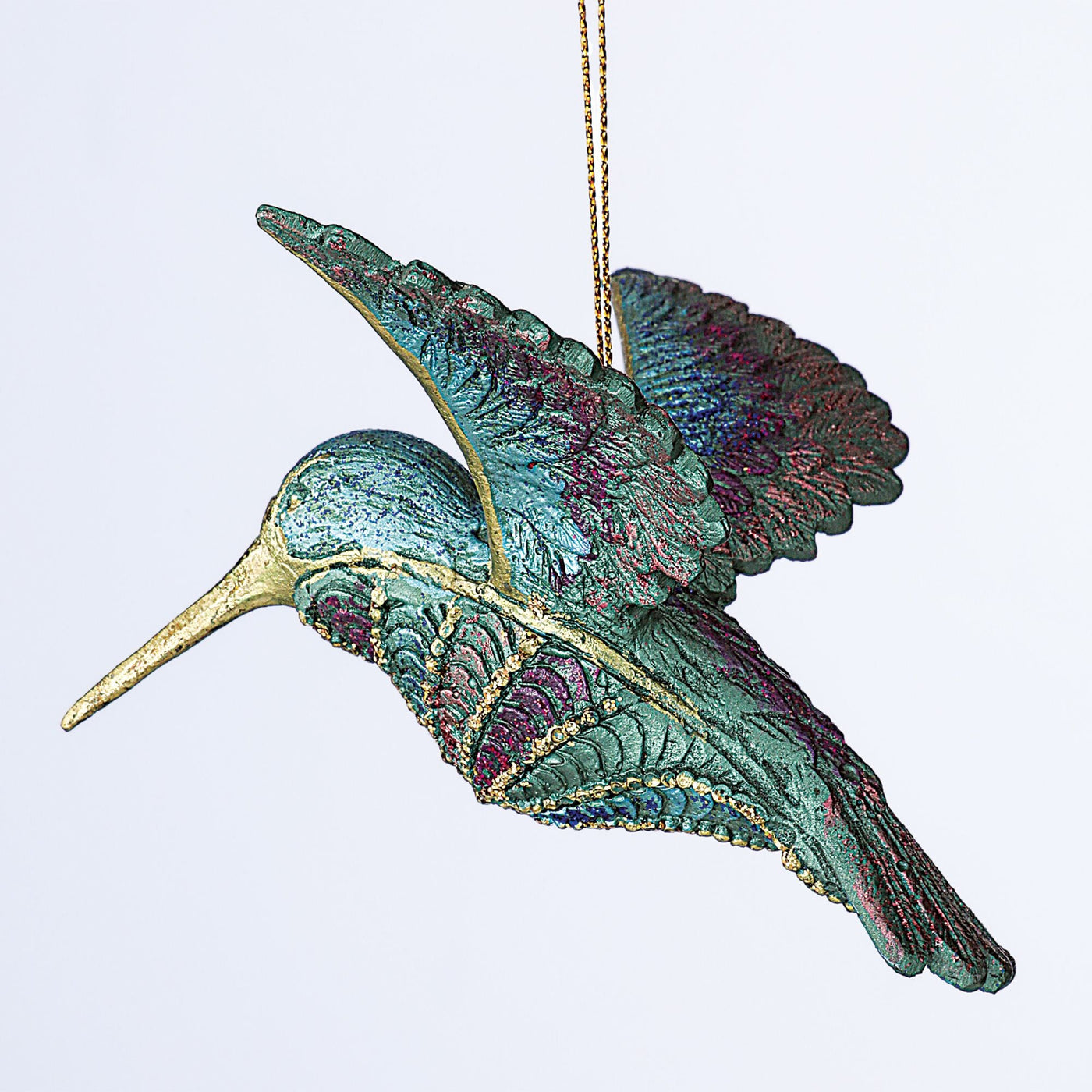 Hand-Painted Blue Hummingbird Ornament