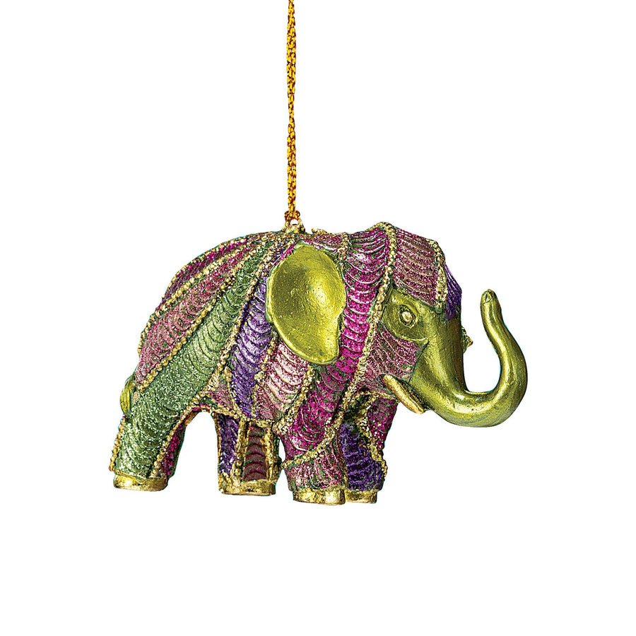 Hand-Painted Rainbow Circus Elephant Ornament
