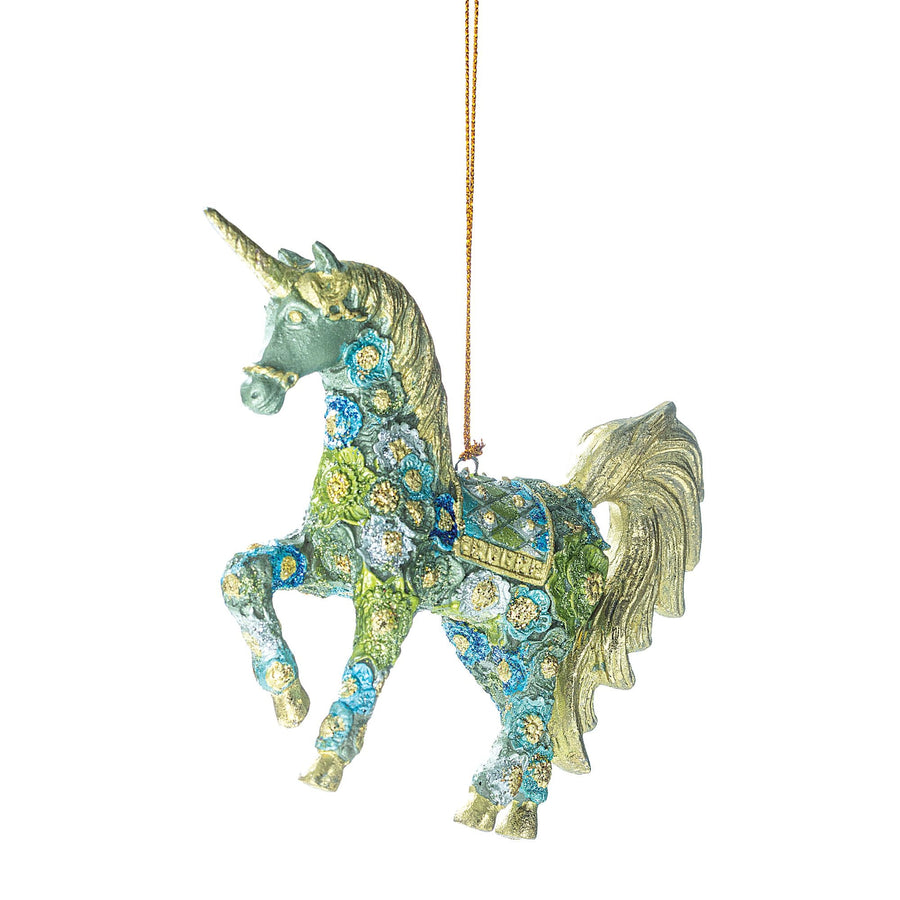 Hand-Painted Floral Unicorn Ornament