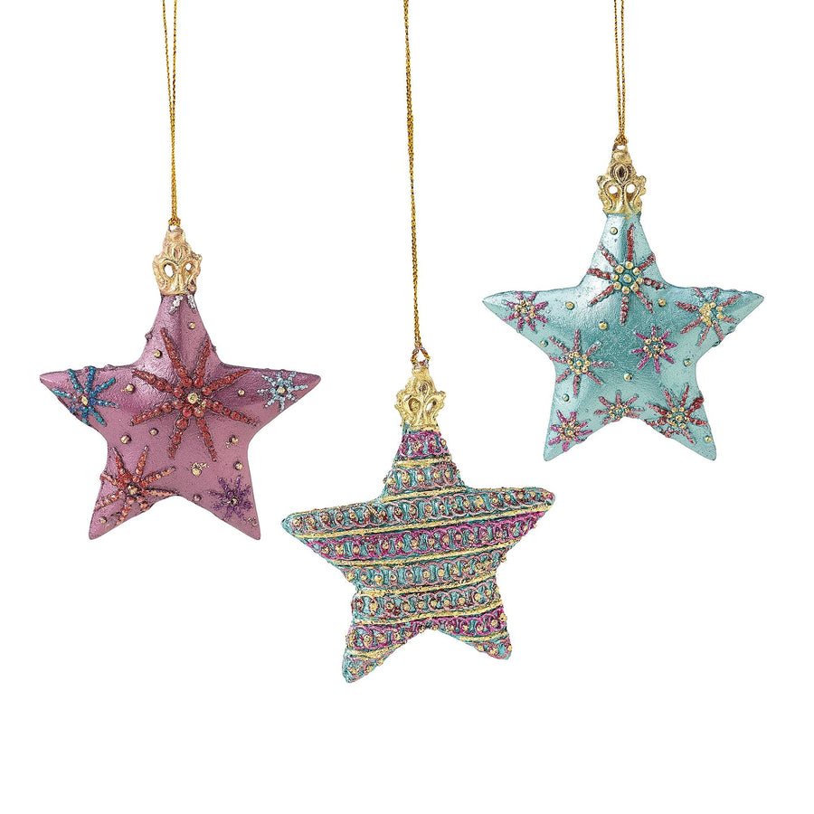 Hand-Painted Starlight Ornaments Set Of 3