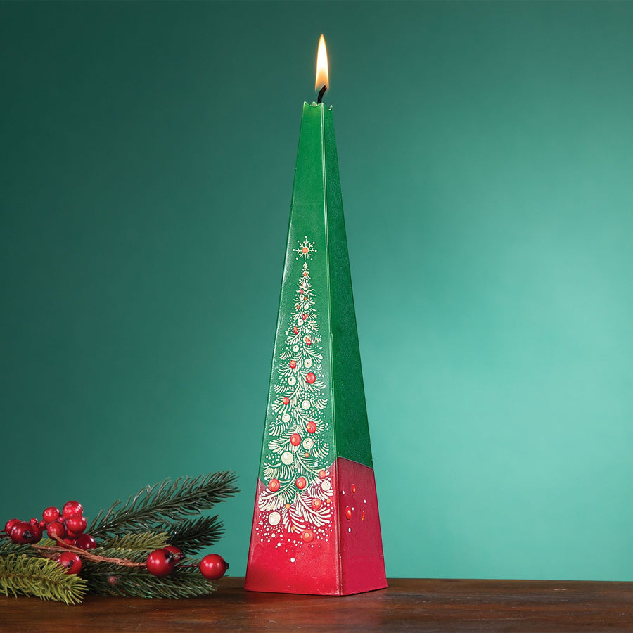 Hand-Painted Christmas Tree Candle