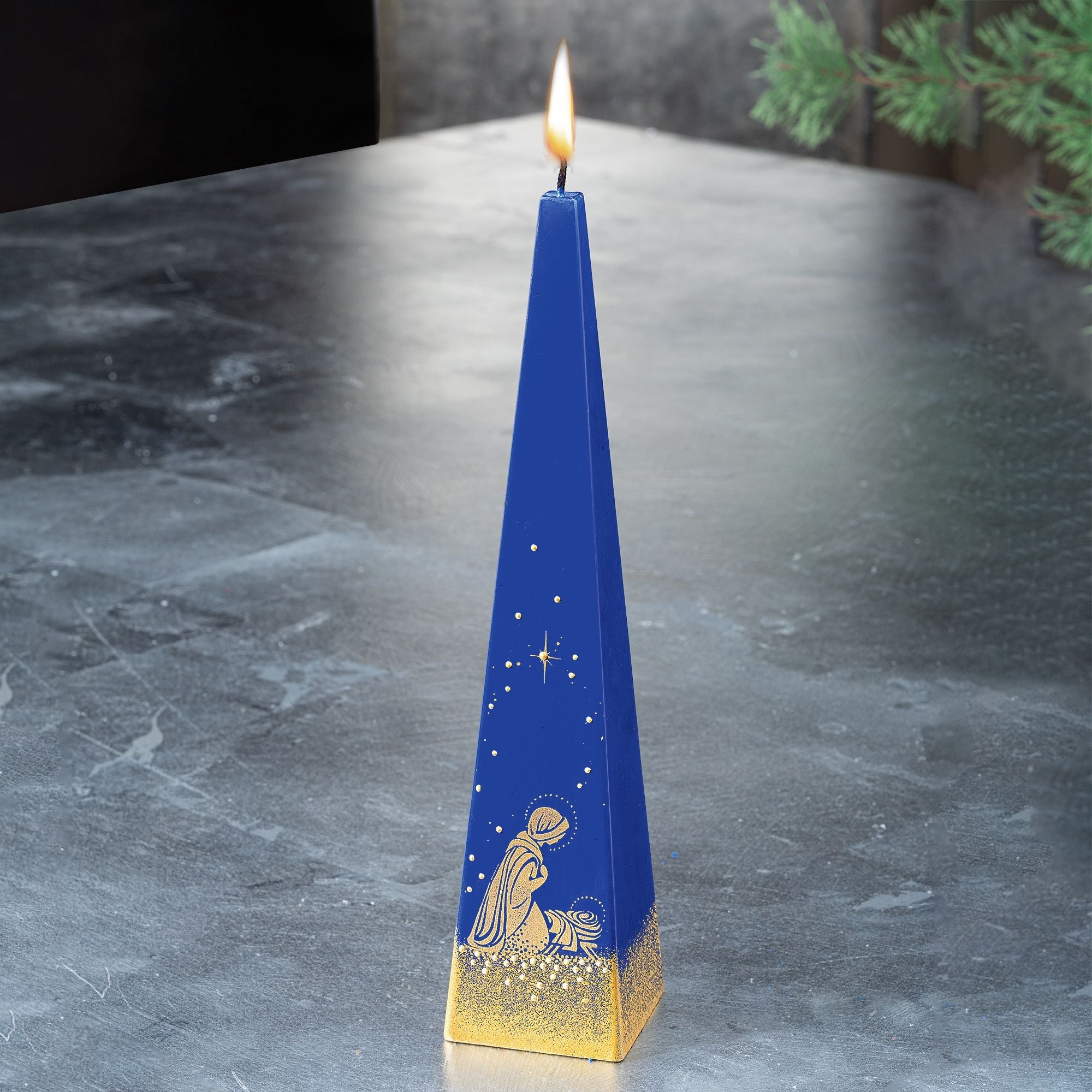 Hand-Painted O Holy Night Nativity Candle