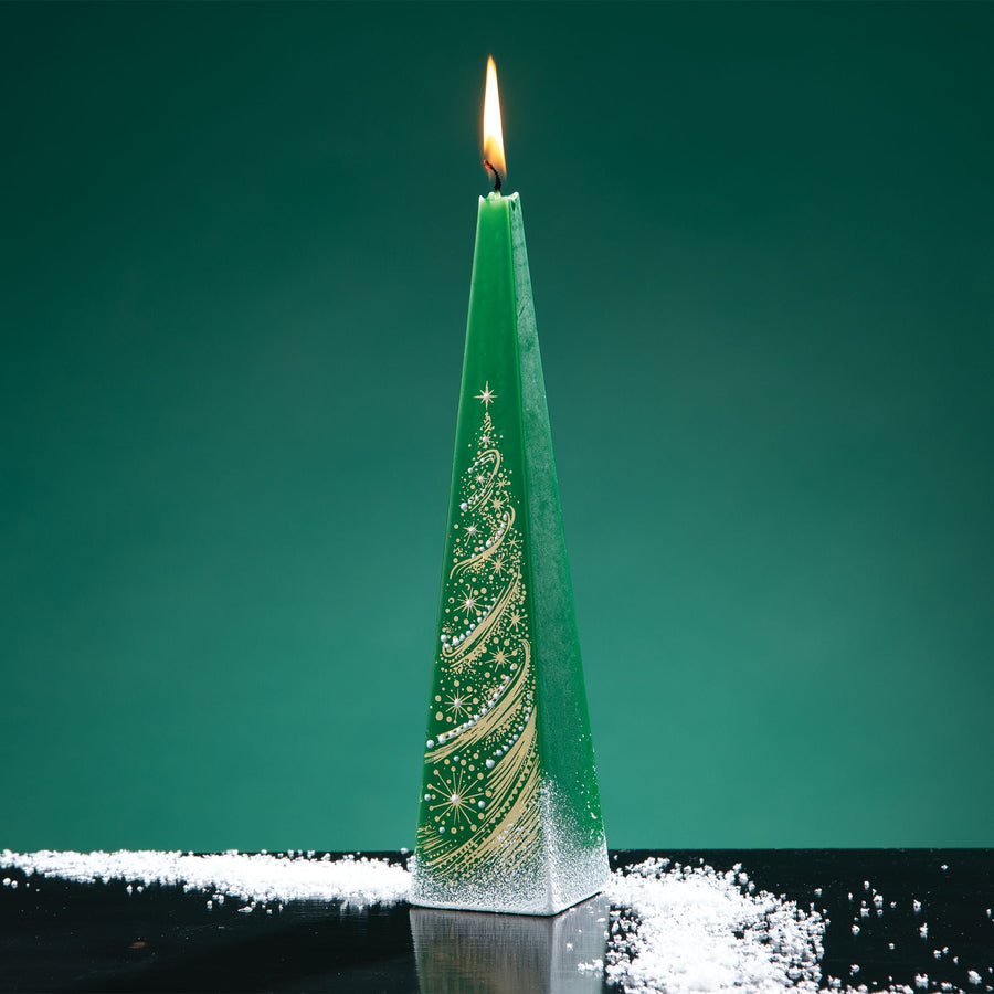 Hand-Painted Golden Christmas Tree Candle