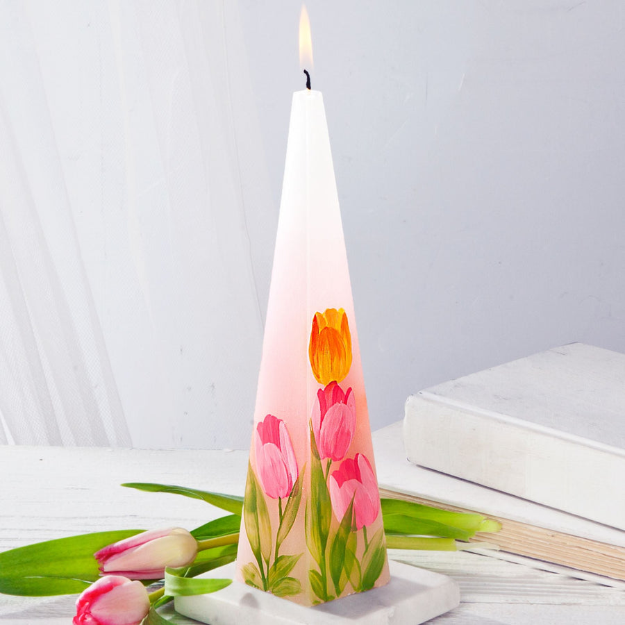 Hand-Painted Tulip Candle