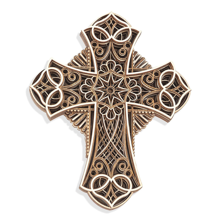 Handcrafted Baltic Birch Heart Wooden Wall Cross