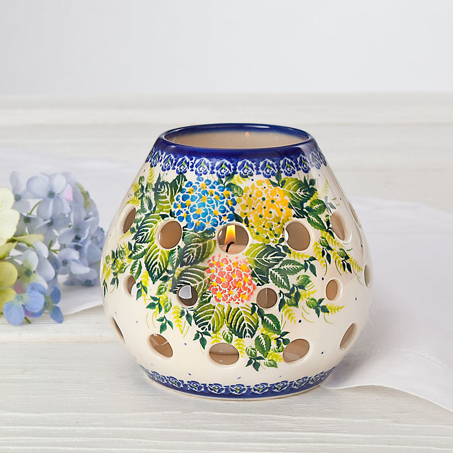Polish Pottery ''Wild Hydrangea'' Floral Votive
