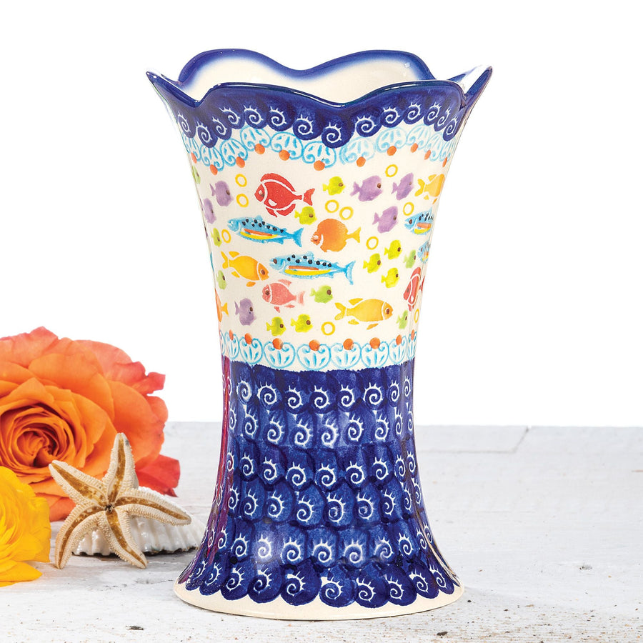Polish Pottery Rainbow Fish Vase