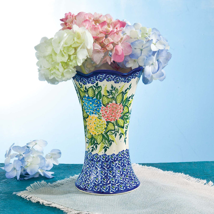 Polish Pottery ''Wild Hydrangea'' Floral Vase