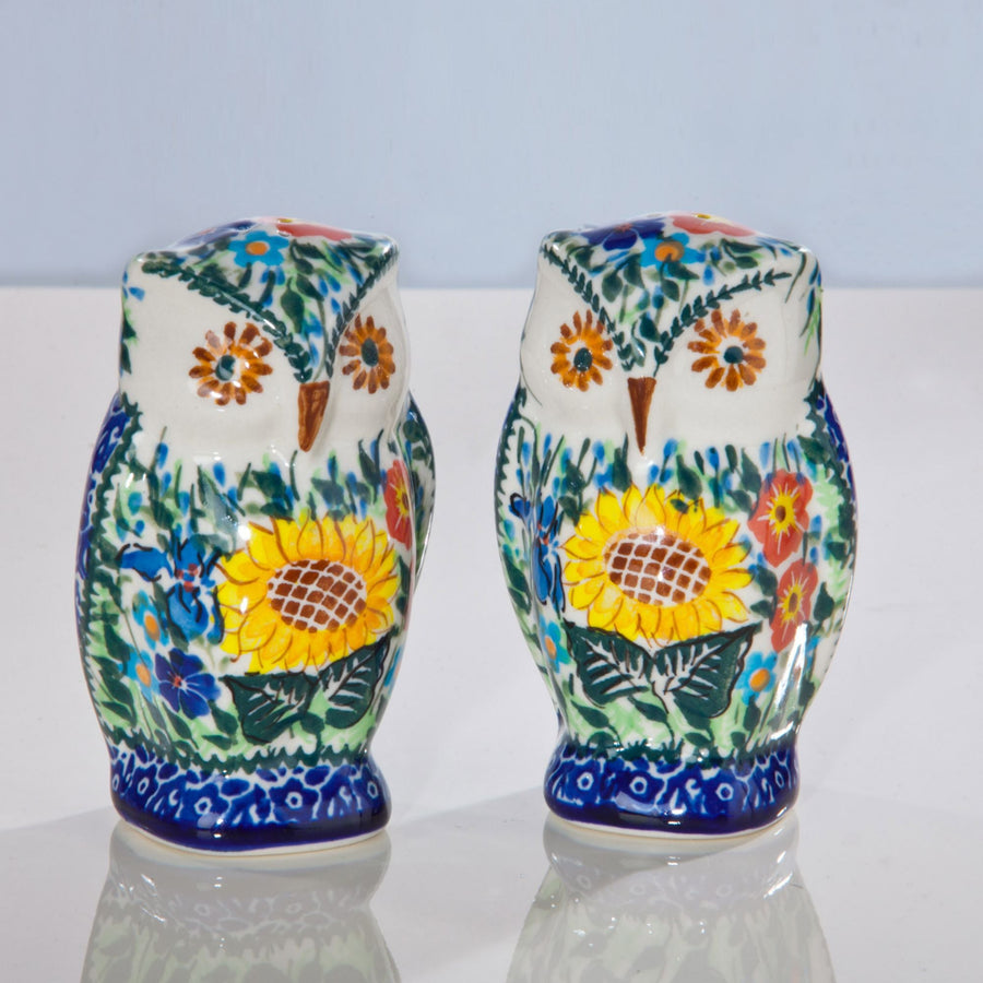Owl Polish Pottery Salt And Pepper Shakers