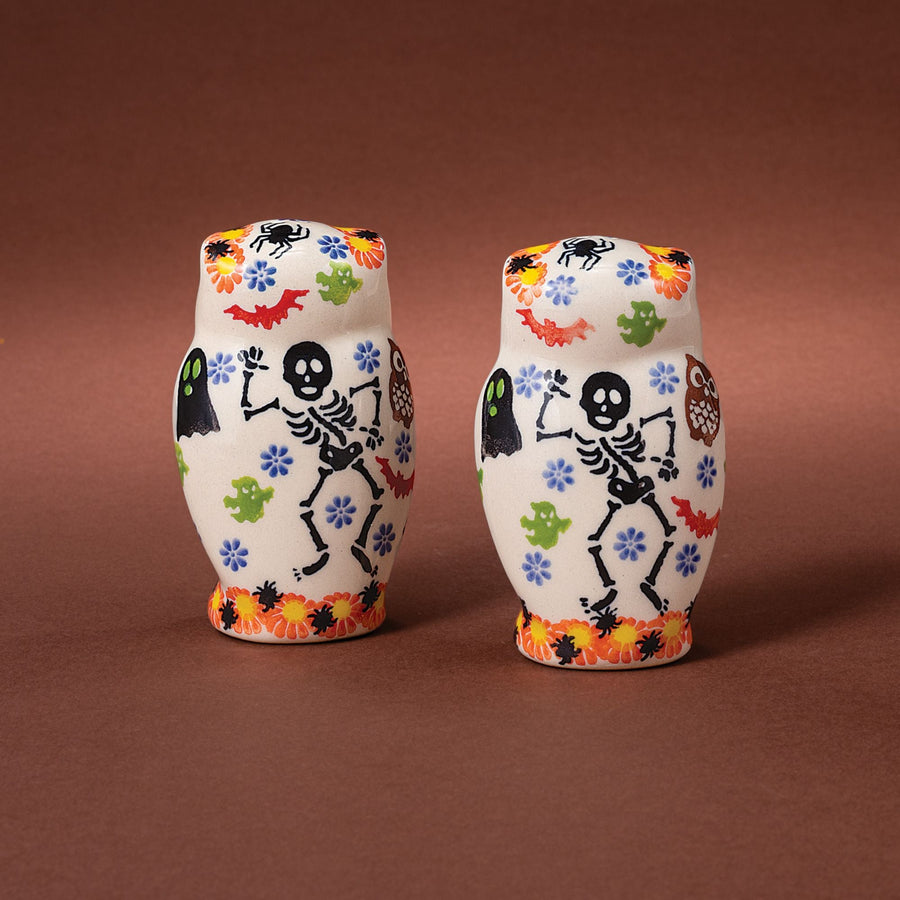 2023 Edition Halloween Polish Pottery Owl Salt & Pepper Shakers