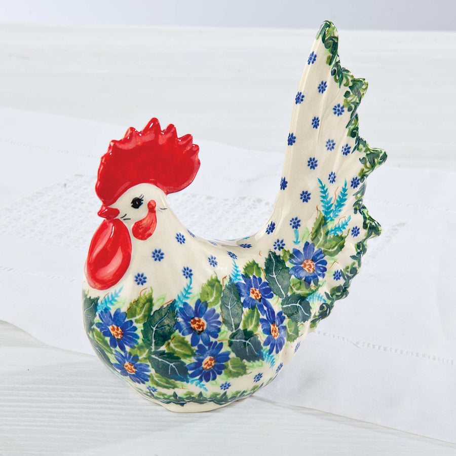 Polish Pottery Blooming Bliss Floral Chicken Figurine