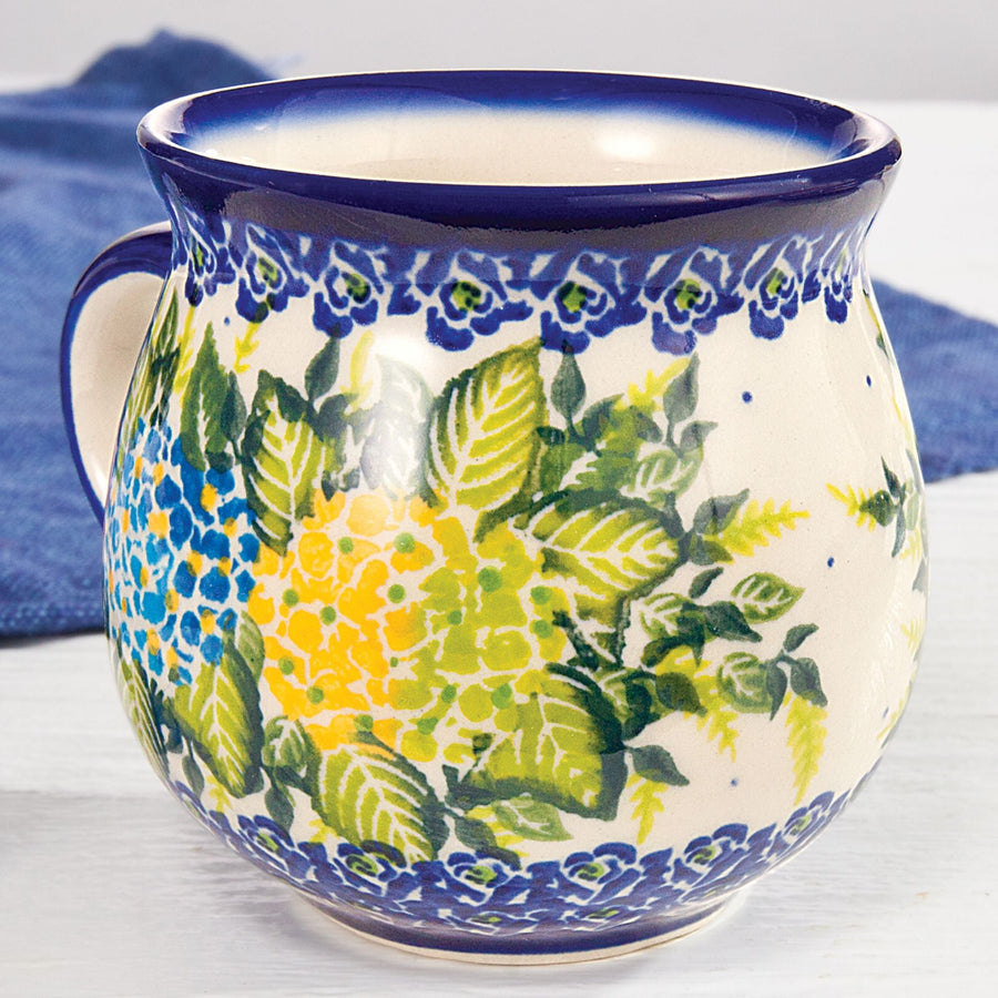 Polish Pottery ''Wild Hydrangea'' Floral Mug, 11oz.
