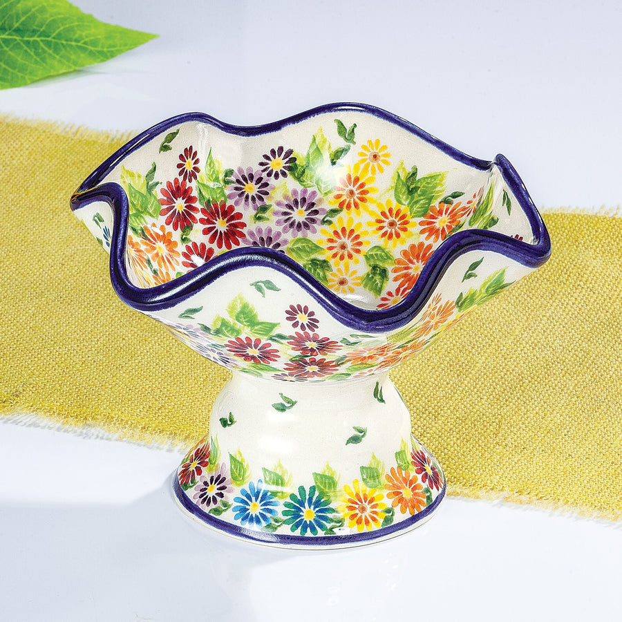 Polish Pottery Flower Shop Floral Pedestal Bowl