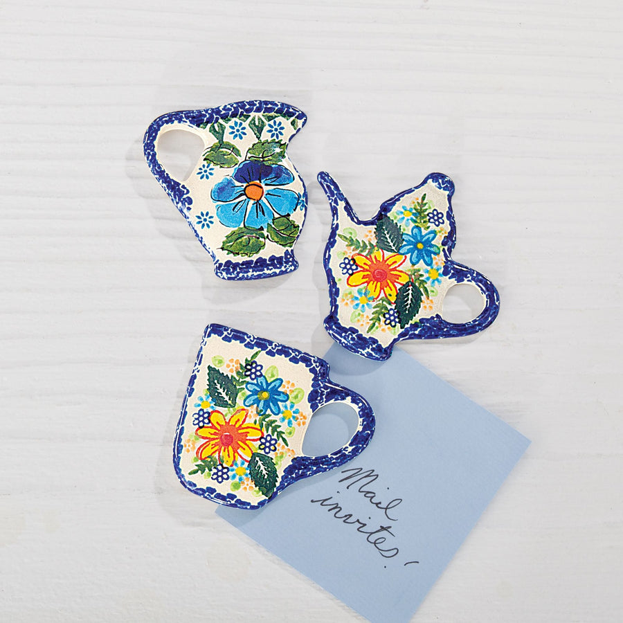 Polish Pottery Valeria Floral Tea Time Magnet Set