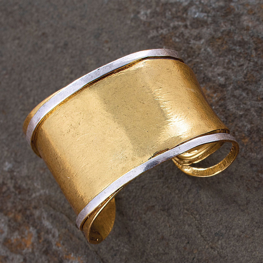 Tastefully Textured Mixed Metal Polished Cuff