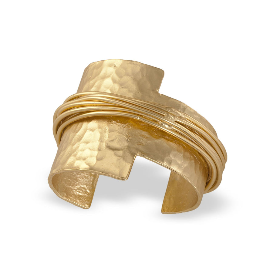 Lustrous Gold-Plated Wire-Wrapped Adjustable Cuff