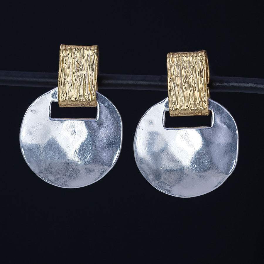 Lustrous Gold & Silver Clip-On Earrings