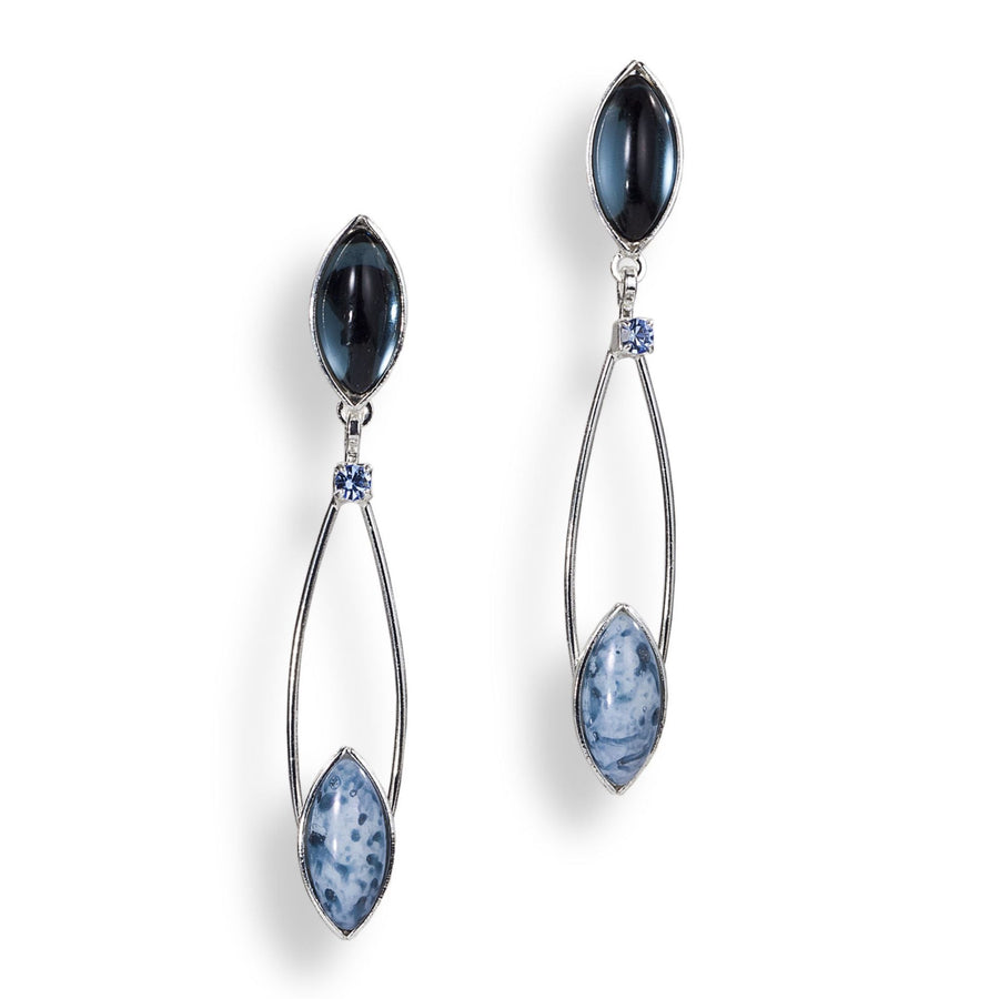 Czech Glass Leaves Blue Earrings