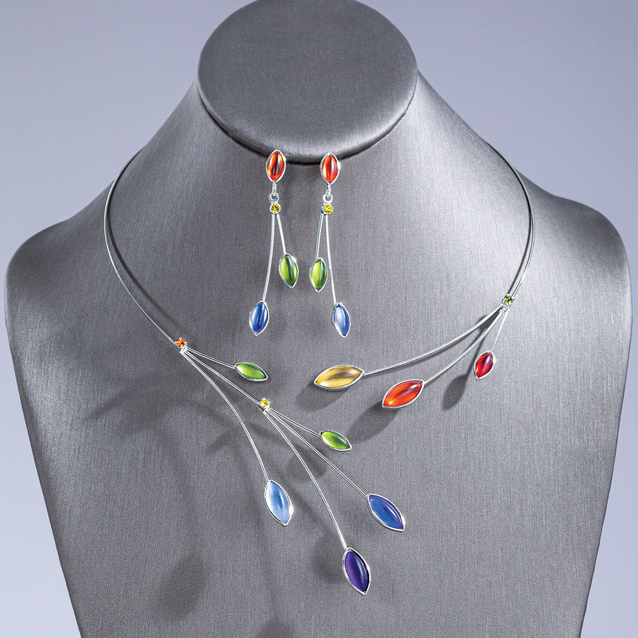 Czech Glass Leaves Multicolored Earrings