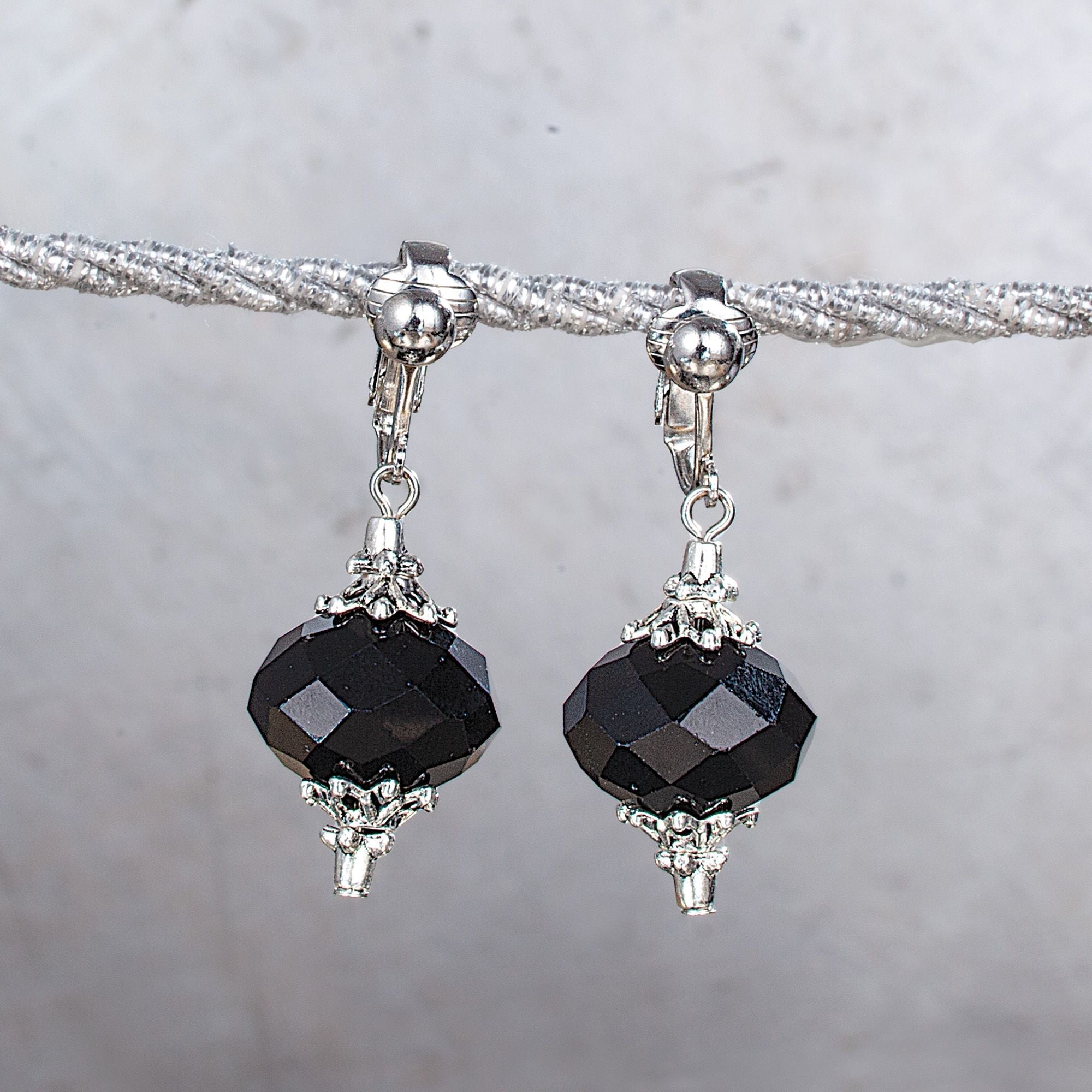 Czech & Bohemian Glass Dangling Clip-on Earrings 