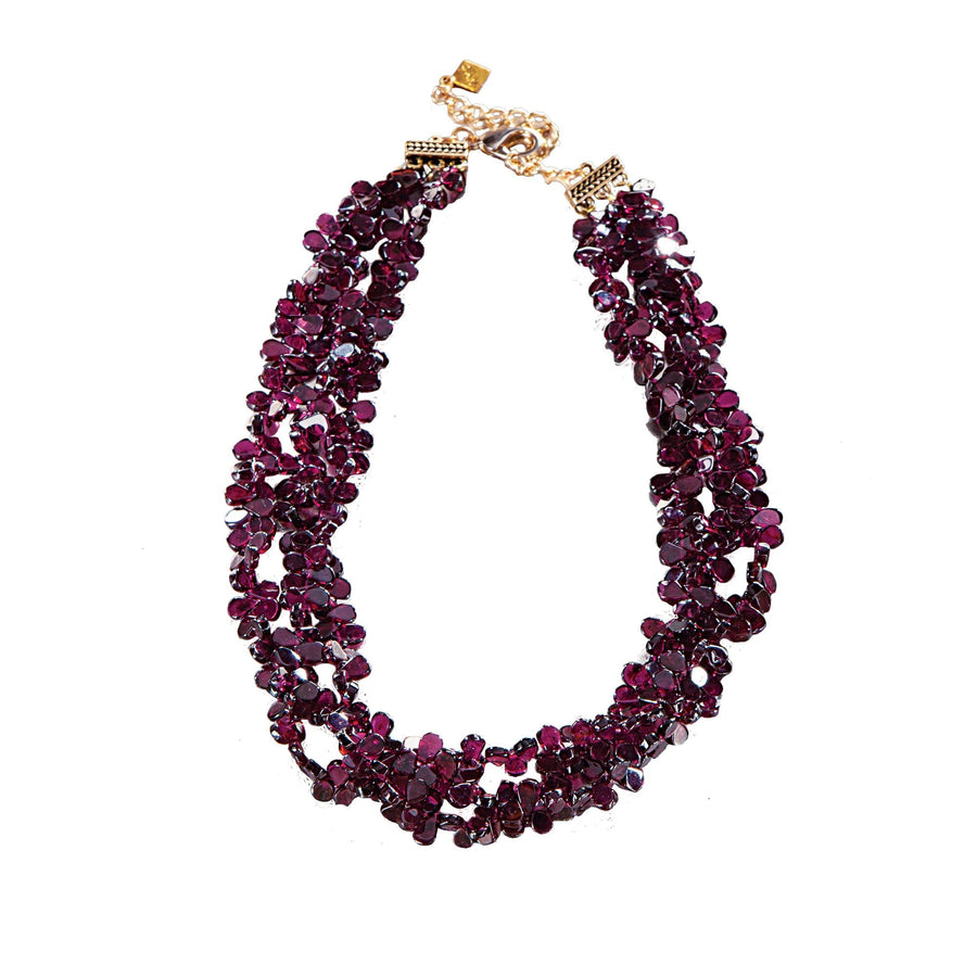 Garnet Triple Strand Burgundy Necklace