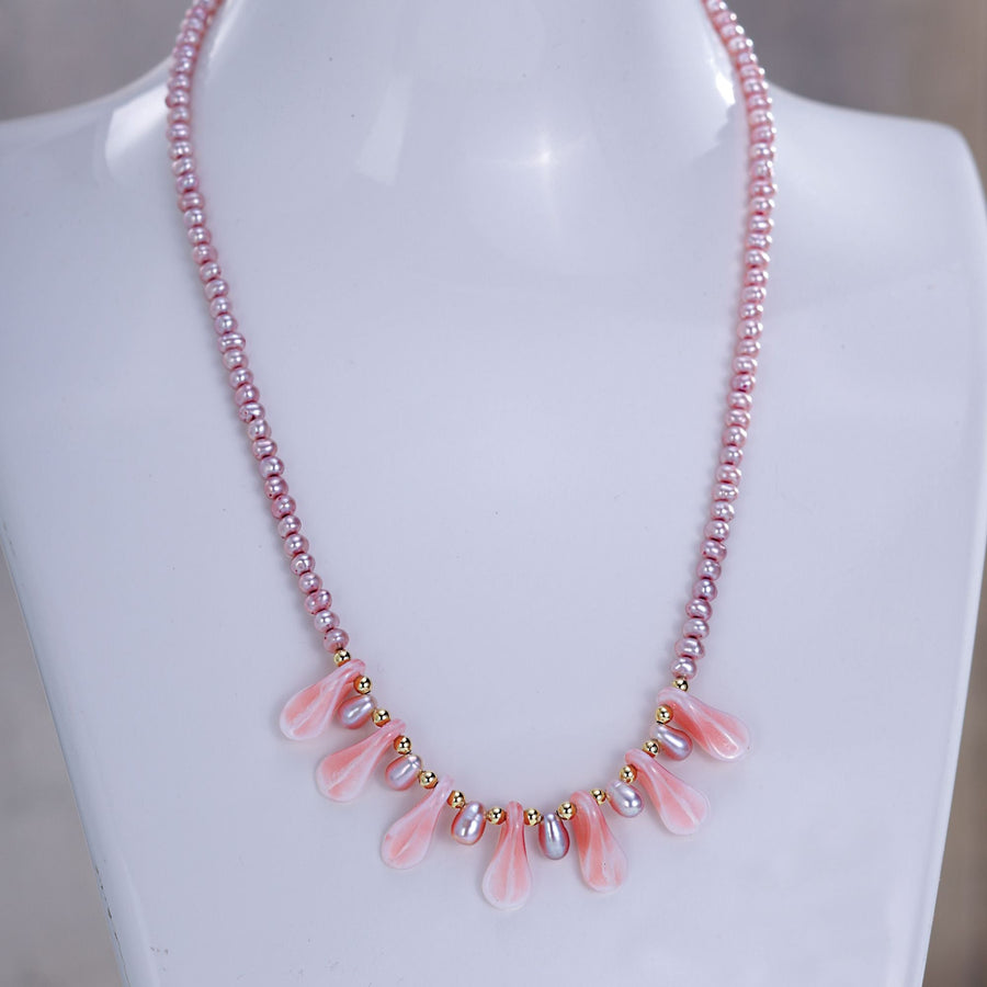''Petals & Pearls'' Bohemian Glass Necklace