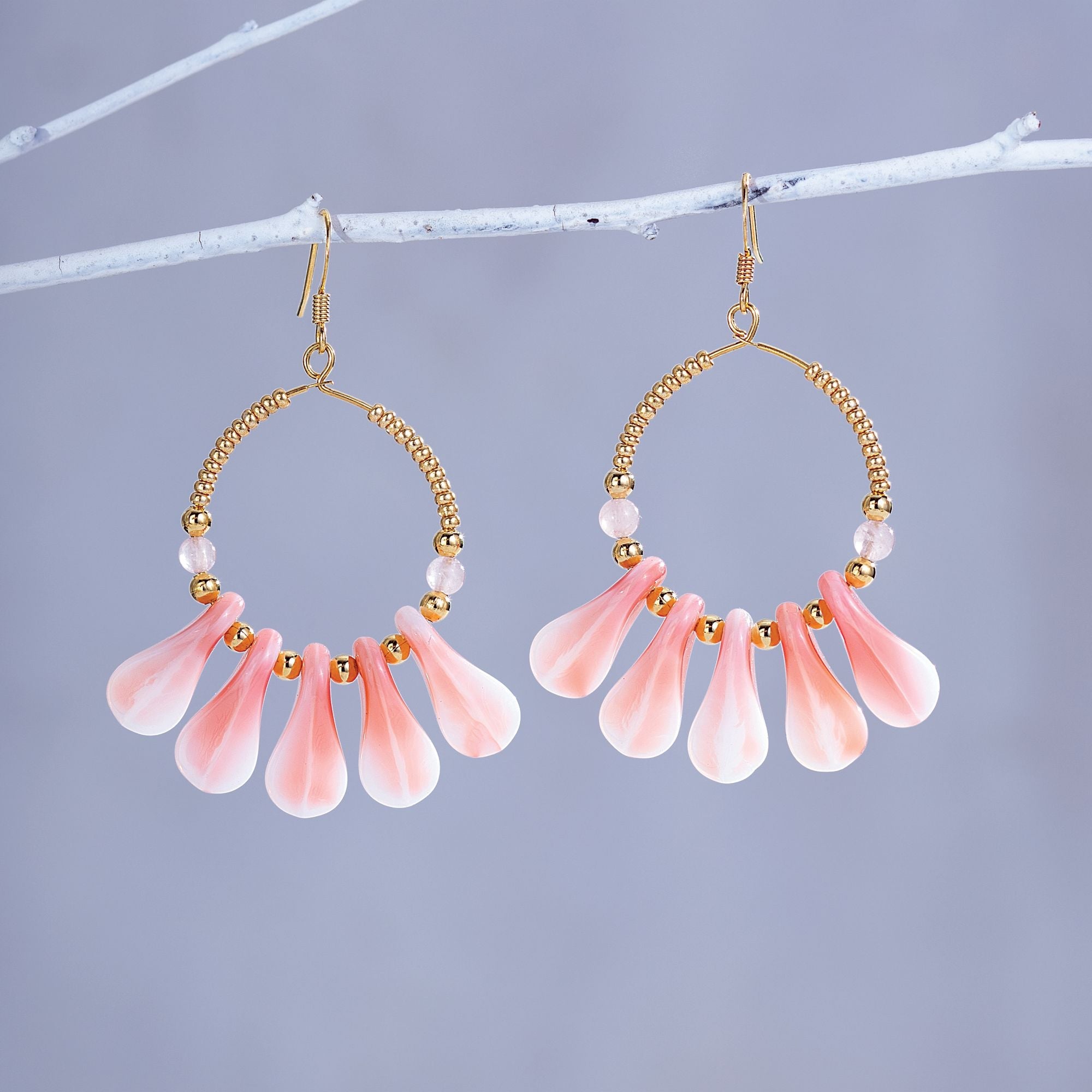 ''Petals & Pearls'' Bohemian Glass Earrings