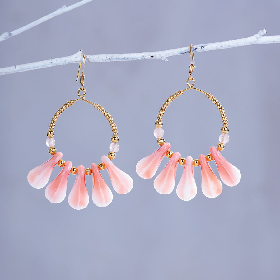 ''Petals & Pearls'' Bohemian Glass Earrings