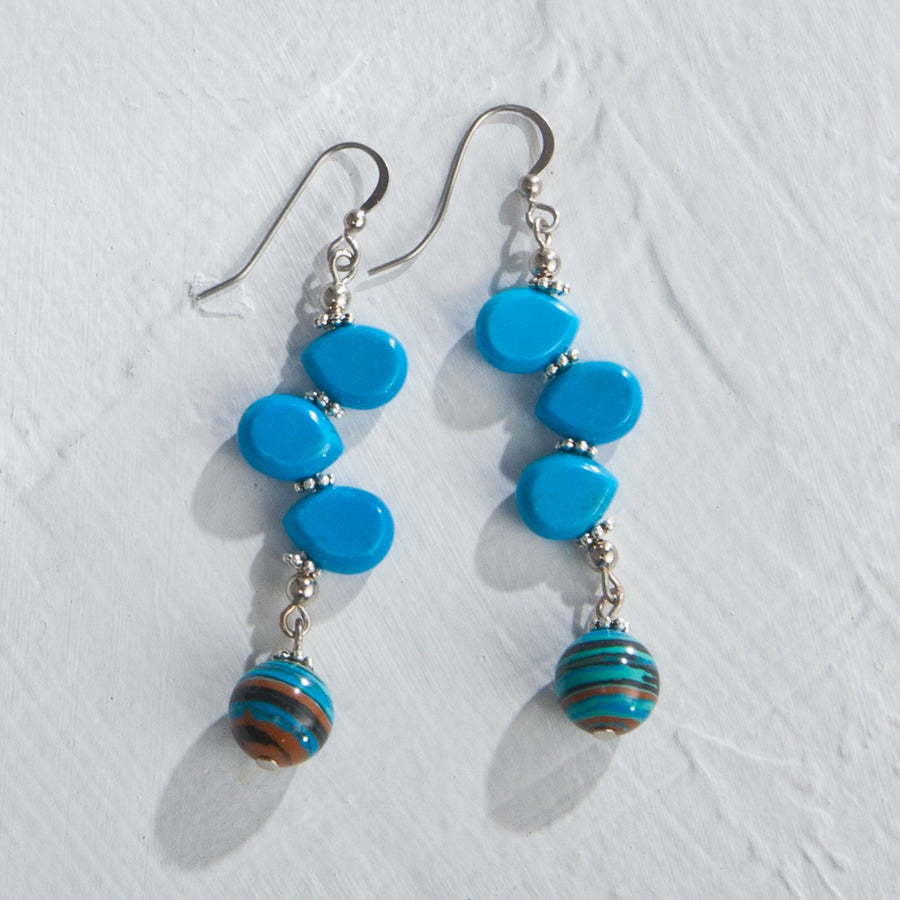 Indigo Rain Turquoise Wire Earrings