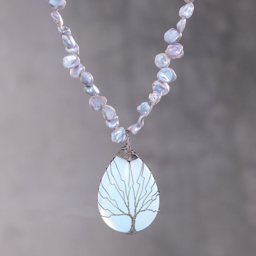 ''Tree Of Life'' Opalite Quartz Pendant Necklace