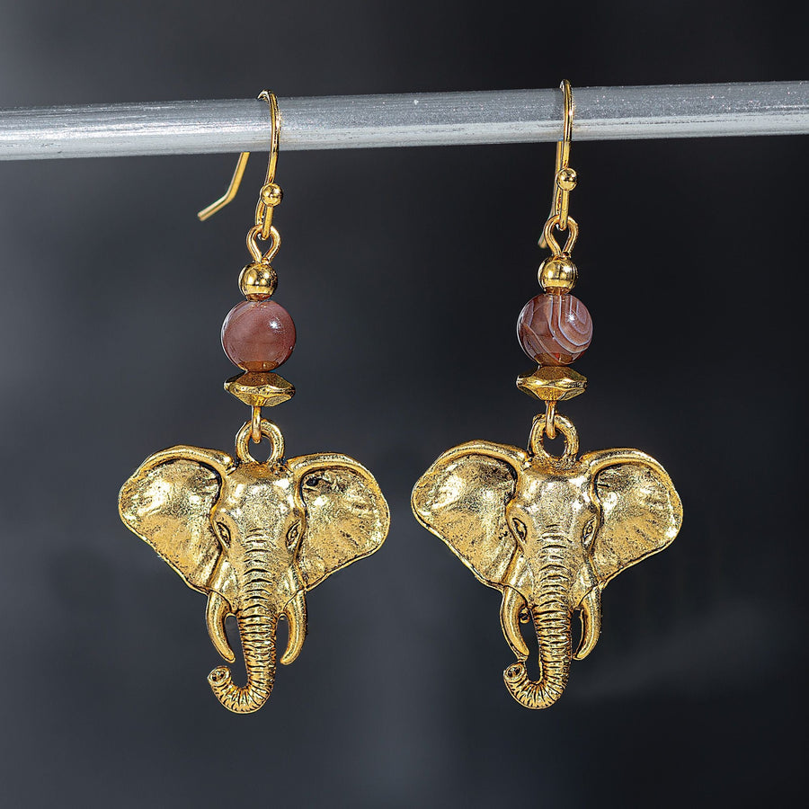 Botswana Agate Elephant Earrings