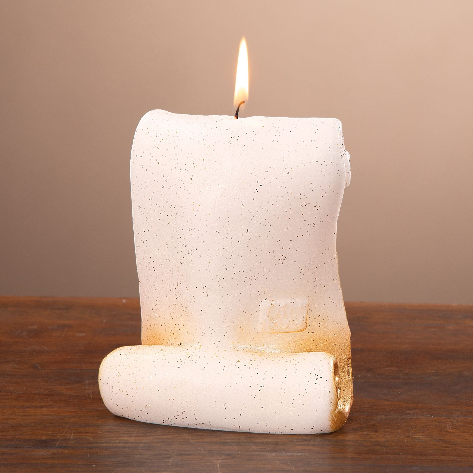 Hand-Painted Snowy Village Golden Scroll Candle (Preorder)