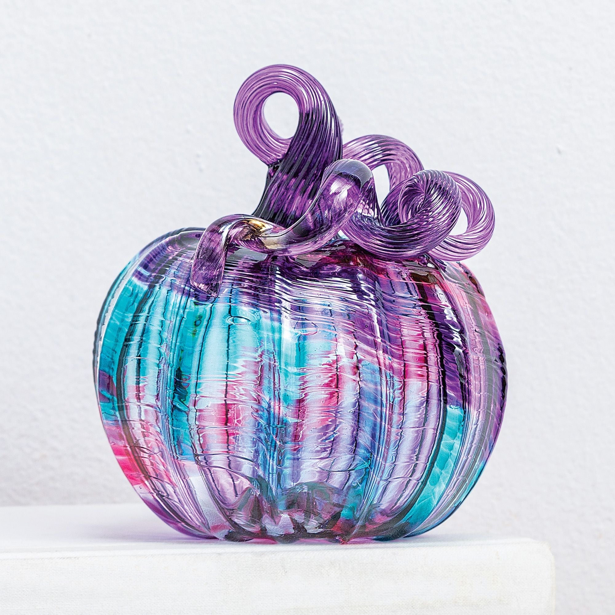 Hand-Blown Glass Purple Waves Pumpkin (Preorder) | Uno Alla Volta