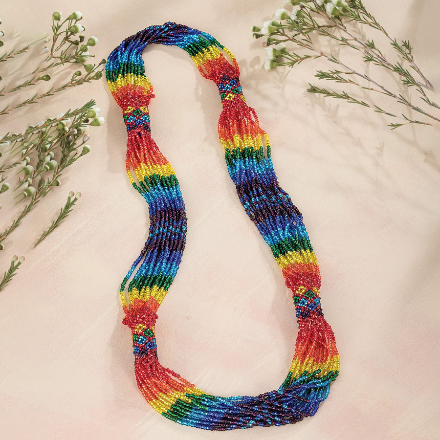 Rainbow River Guatemalan Seed Bead Necklace