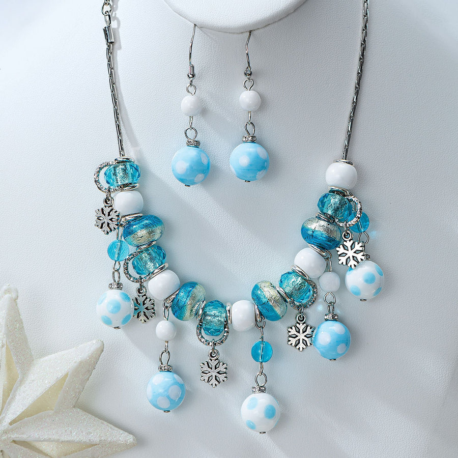 Winter Sparkle Murano Glass Necklace & Earrings Set