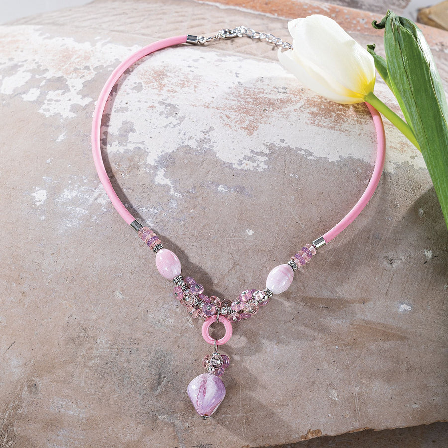 Pink Murano Glass Pendant Necklace