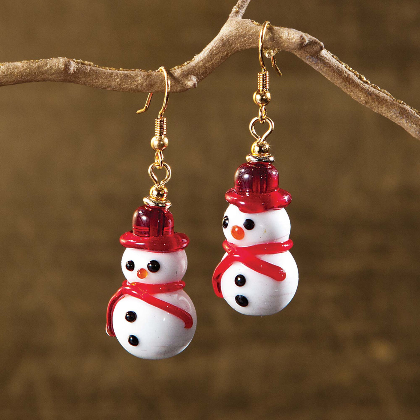 Murano Glass Snowman Earrings