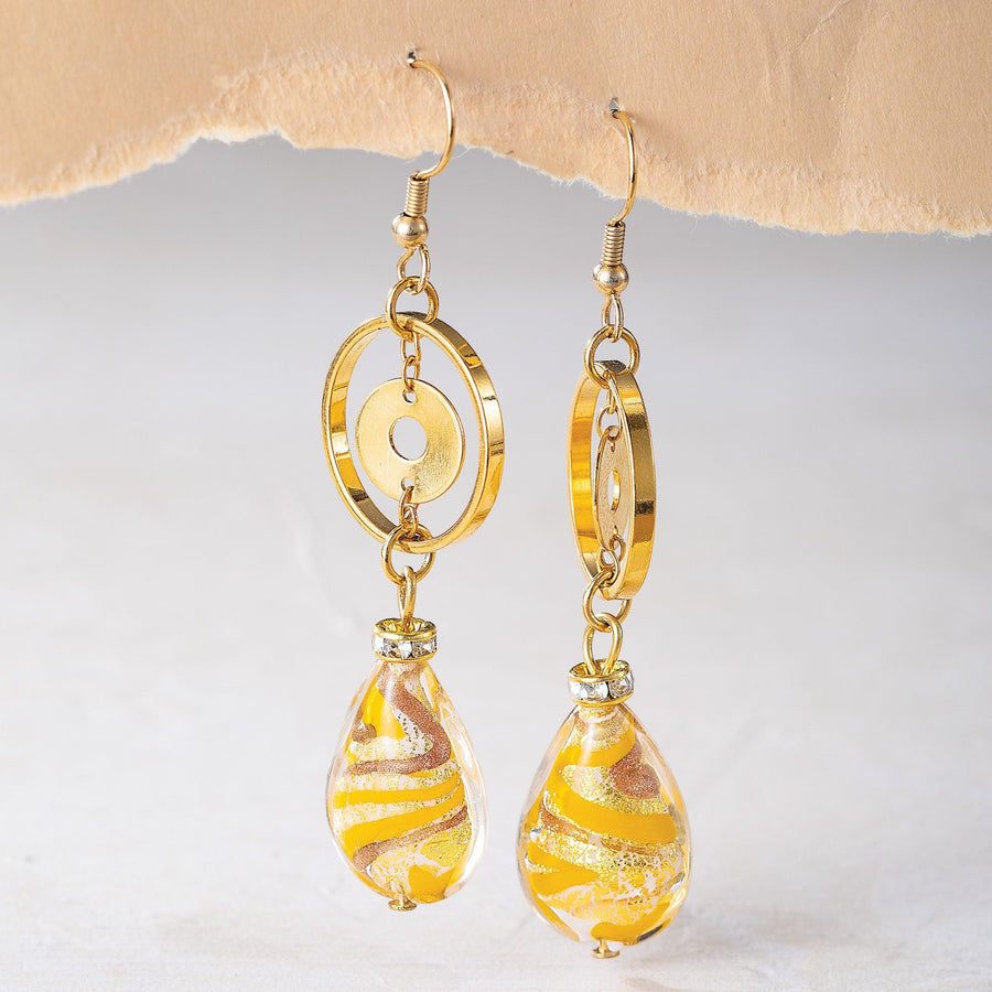 Ivory & Gold Murano Glass Swirl Earrings