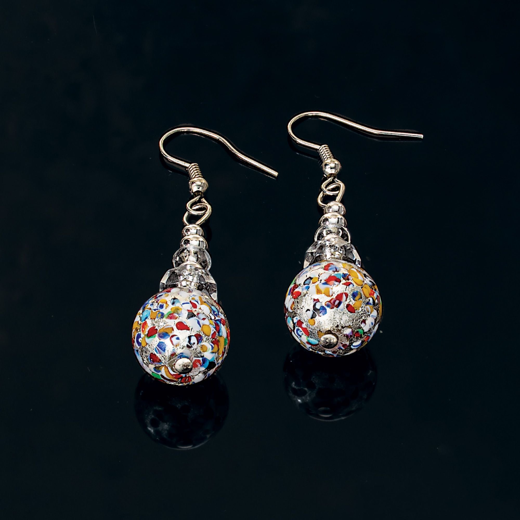 Silver Bliss Murano Glass Earrings