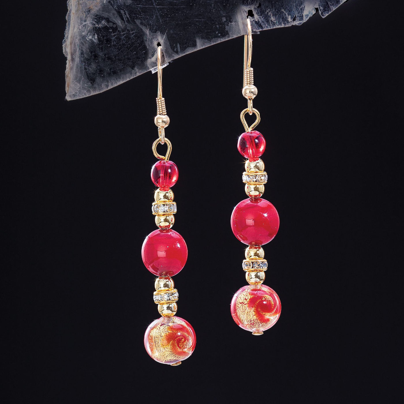''Red Elegance'' Murano Glass Earrings