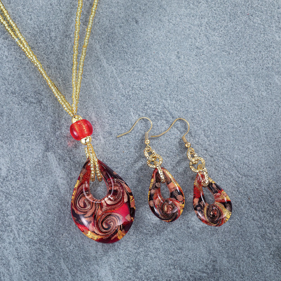 Red Sparkle Murano Glass Necklace