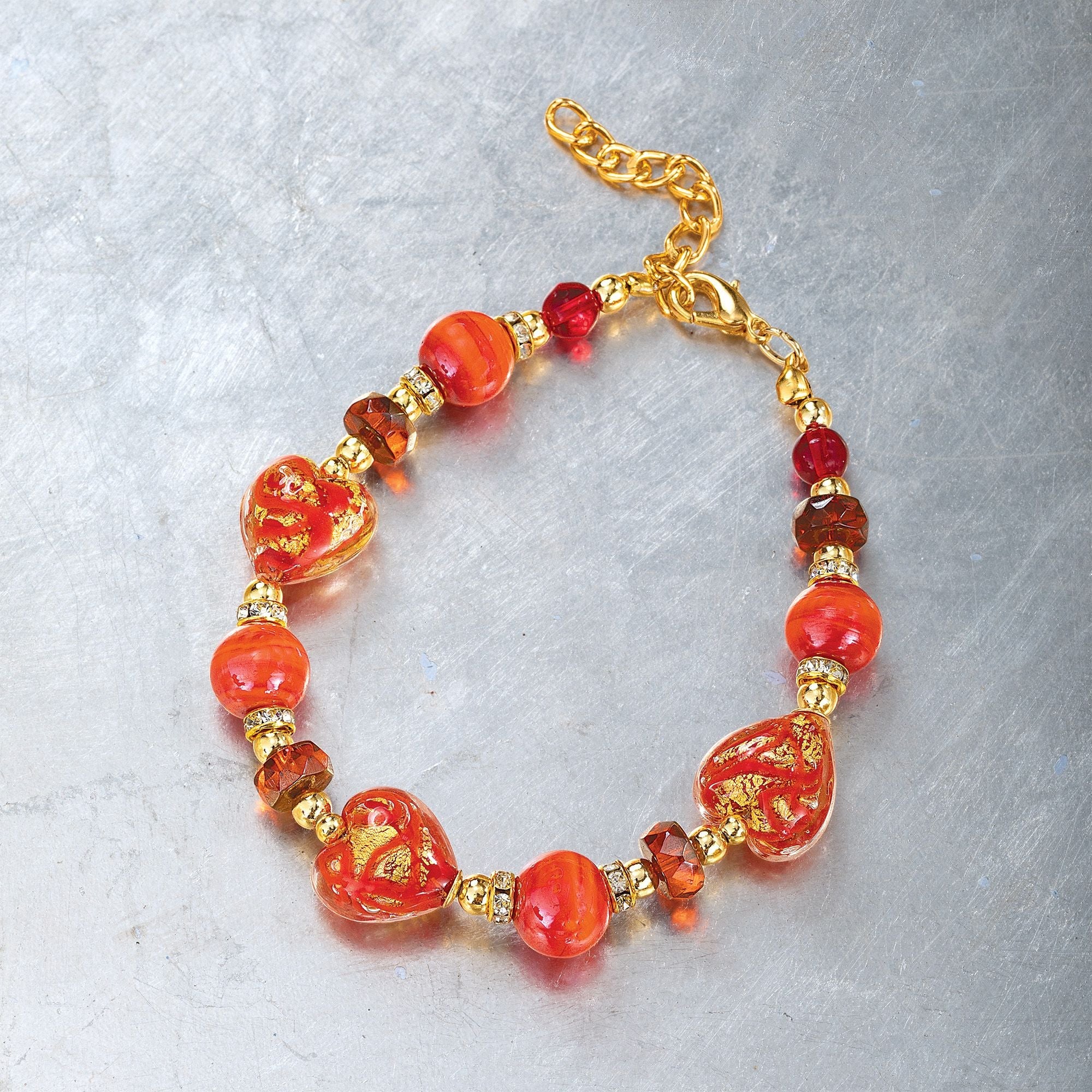 Glittering Hearts Murano Glass Bracelet