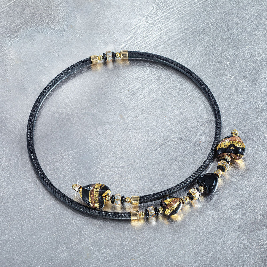 Black Heart Murano Glass Necklace