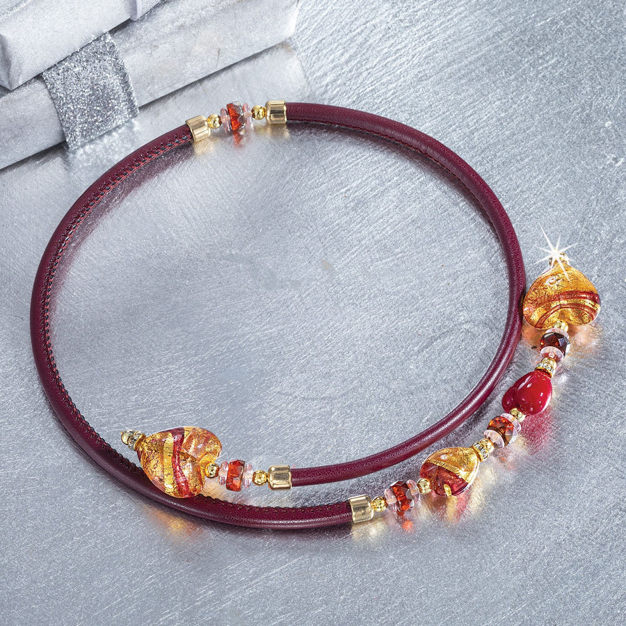 Ruby Heart Murano Glass Necklace