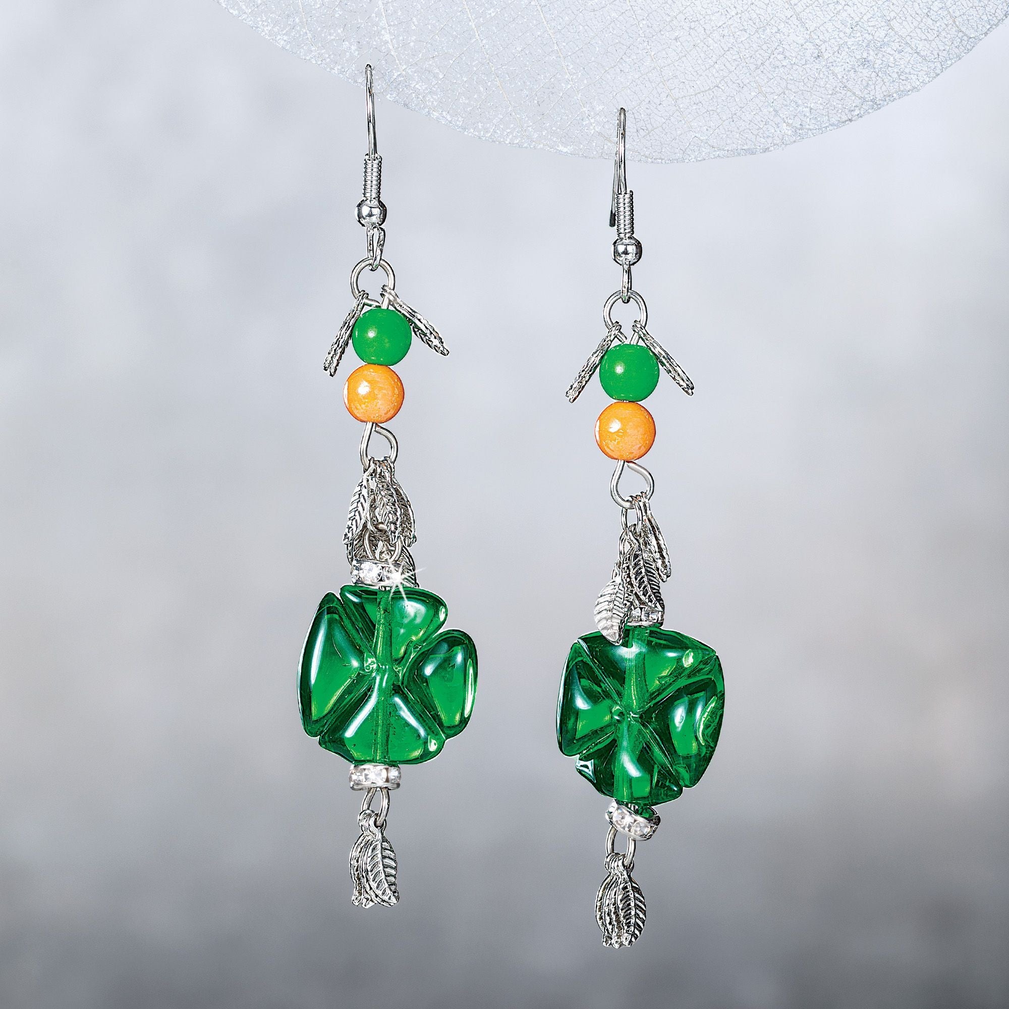 Murano Glass Clover Charm Earrings